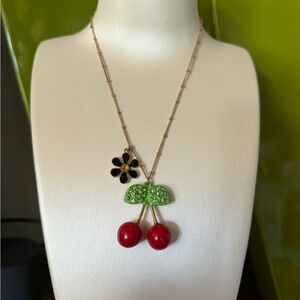 Betsey Johnson Vintage Picnic Red Cherries Necklace